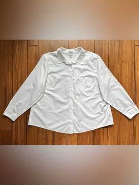 L.L. Bean White Womens Wrinkle-Free Pinpoint Oxford Shirt Size 3X